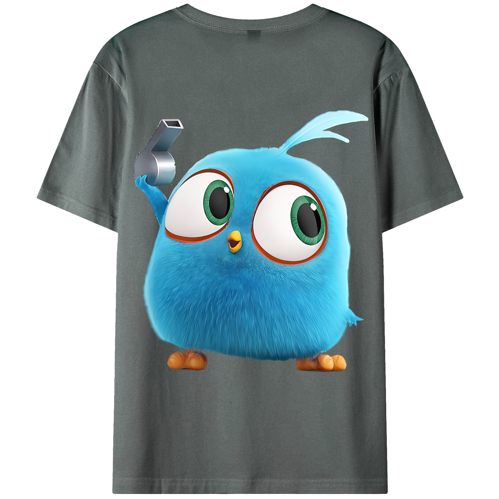 （画像用） Angry Birds アングリーバード 綿100％ メンズ半袖Tシャツ（バックプリント） 通気性